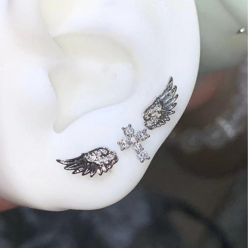 Luxury Lifestyle Jewelry - Kolczyki Krzyże ze Skrzydłami Anioła Luksusowa