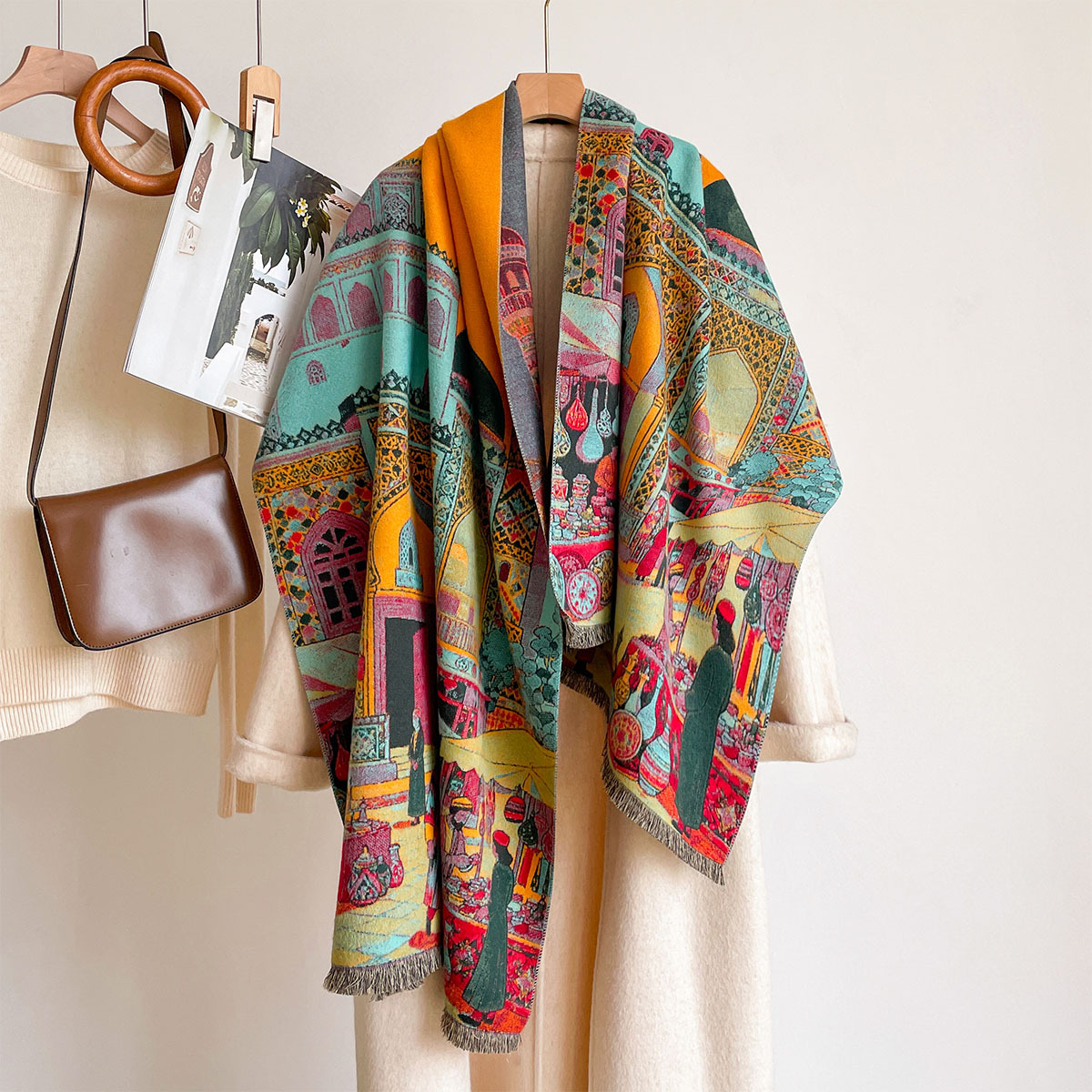 Cashmere Throw Blanket - Damski szal z imitacji kaszmiru, dwustronny,