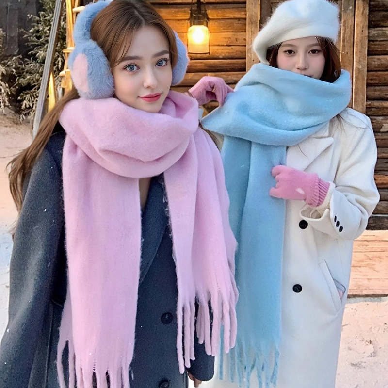 Cashmere Throw Blanket - Zimowy Szal Damski Kaszmirowy Ciepły Jednolity